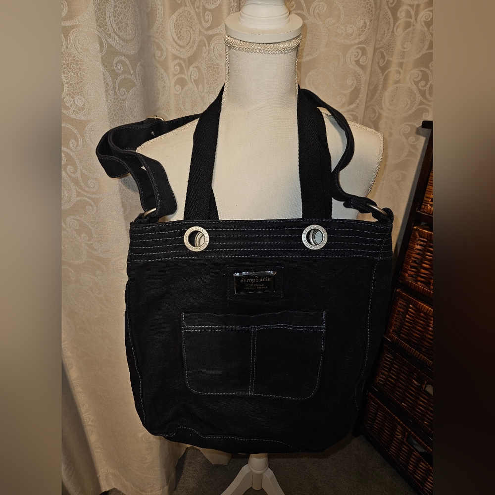 New Black Shoulder Book Bag with Front Pocket